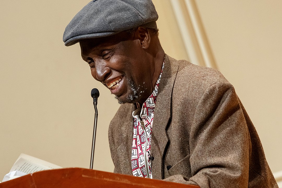 Kenyan writer Ngugi wa Thiong'o during a presentation in the Coolidge Auditorium on May 9, 2019 (by Shawn Miller/Library of Congress)